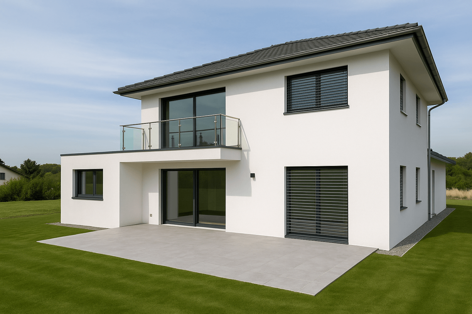 Maison moderne avec jardin soigné